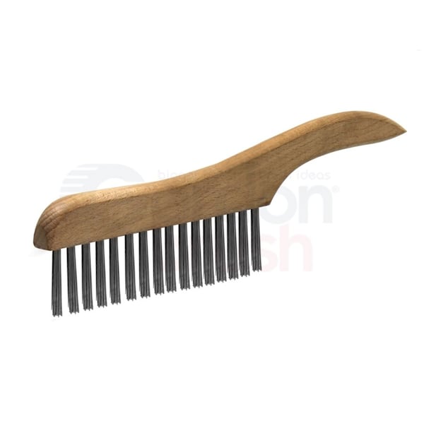 1 x 17 Row 0.012 Stiff SS Wire and Wood Shoe Handle Scratch Brush, PK12